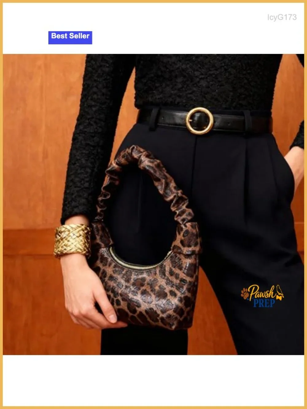 Leopard Print Hobo Bag for Women, Ruched Strap Faux Leather Shoulder Bag
